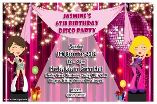 Personalised Disco Dance Birthday Party Invitations N76 Any Age