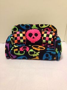 Neon Skull Print Fleece Sofa for Barbie Monster High or Bratz Dolls