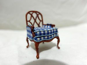 Half inch Scale Bespaq Dollhouse Miniature Furniture Chair Hand Carved Walnut
