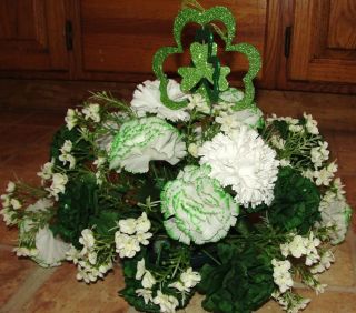 Party Green White Spray Centerpiece St Patricks Day Silk Flower Arrangement