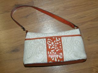 Aigner Straw Design Brown Leather Trim Shoulder Bag Pocketbook Purse Mint