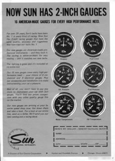 Vintage Sun Professional Instruments 2" Gauges 1973 Advertisement Free Ad
