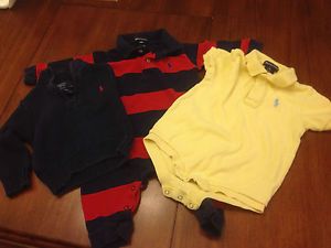 Lot 3 Polo Ralph Lauren Baby Boy Clothes Sweater Sleeper Polo Shirt 6 12 Mos