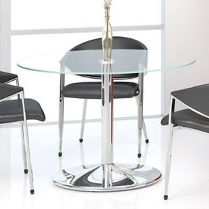 Round Glass Conference Table Designer Modern Office with Optional Meeting Chairs