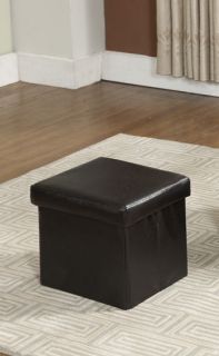 Kings Brand Dark Brown Faux Leather Folding Storage Ottoman Footstool New