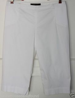 BCBG Max Azria White Cropped Capri Pants Elastic Panels Sz M 16 Ins 674