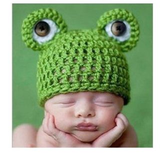 Girls Baby Toddler Boy Newborn Knit Crochet Knitted Frog Hat Photograph Prop