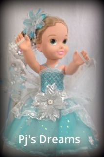 Disney Queen Elsa Dress Gown for Disney Toddler Dolls 14" 15" 16" Tutu Clothes