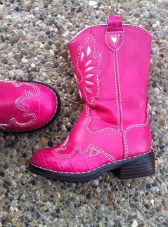 Precious Pink Cowboy Boots Shoes Baby Toddler Girl 5 Near Mint WORN4X