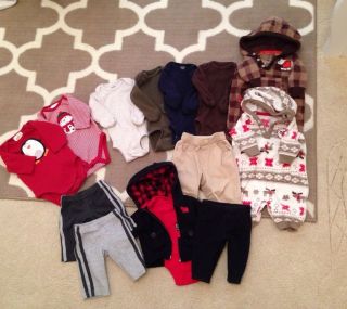 Newborn NB Boys Infant Baby Clothing Lot Carters Crazy 8