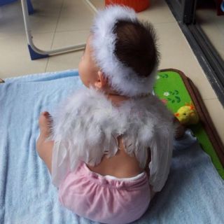 0 6mo White Feather Angel Wings Baby Photo Studio Prop
