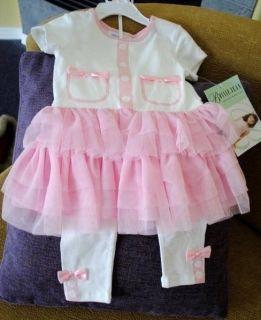 Bonnie Jean Pink and White Toddler Dress w Leggins Size 2T New