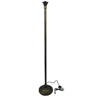 72 Tiffany Style Floral Stained Glass Shade Bronze Finish Torchiere Floor Lamp