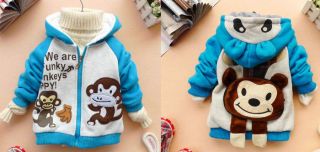 Baby Boys Child Winter Hoodies Monkey Coat Jacket Outerwear Size 12M 5T