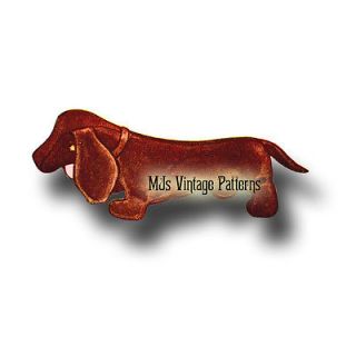 Vintage Dachshund Stuffed Animal Toy Pattern Weiner Dog Hot Dog