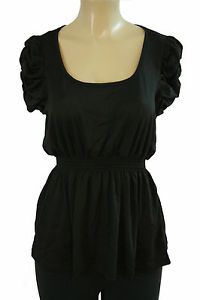 New Pretty Black Ruched Sleeves Sexy Baby Doll Shirt Top Womens Plus Size 2X
