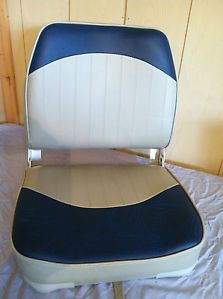 Boat Seat Fold Down Fishing Chair White Blue Marine Wise Seating