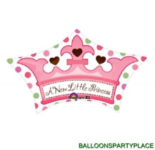 Baby Girl Shower Balloon Decoration Pink Polka Dot Crown Tiara Newborn Princess