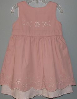 Baby Girls Spring Easter Dress Simple Pink White Size 6 9 Months