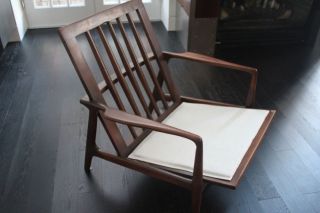 Vintage Mid Century Modern Lounge Arm Walnut Chair Jensen IB Kofod Larsen Selig