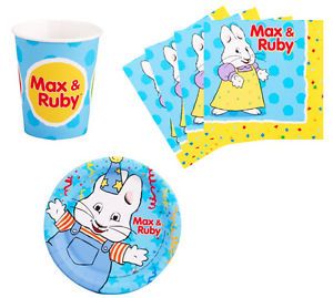 Max and Ruby Birthday Party Supplies Plates Napkins Cups Set for 8 or 16 New