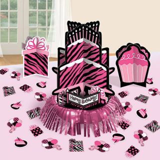 Fabulous Pink Black Zebra Print Table Decorations Birthday Party Supplies
