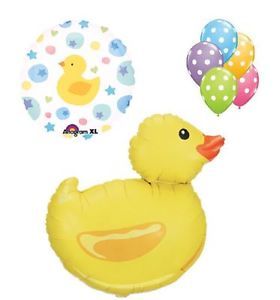 7pc Polka Dot Ducky Balloons Duck Baby Shower Girl Boy Party Supplies Decoration