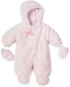 New Absorba Baby Infant Newborn Girls Winter Snowsuit Coat Pink Fuzzy 6 9 Mos