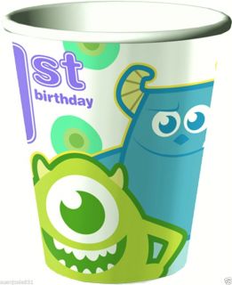 Disney Monsters Inc 1st Birthday Hot Cold Paper Cups Party Supplies