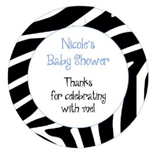 20 Personalized Baby Boy Shower Gender Reveal Party Gift Favor Tags Zebra Print