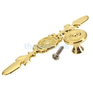 Golden Tone Cabinet Drawer Pull Knob Handle Home Door Decoration w Back Plate