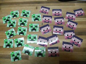 30 Minecraft Character Steve Creeper Stickers Birthday Party Favors Mine Craft