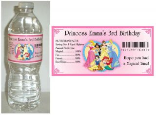 20 Disney Princess Birthday Party Favors Water Bottle Labels
