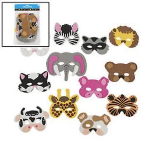 Lot of 12 Child Size Foam Zoo Animal Masks 25 1340 Dress Up Party Favors