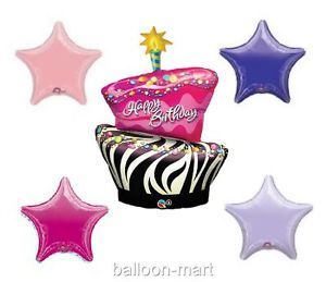 New Balloons Zebra Stripes Animal Print Black Pink Birthday Party Supplies Decor