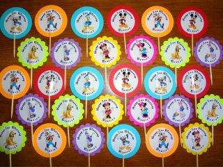 30 Mickey Mouse Clubhouse Cupcake Toppers Picks Birthday Party Favors