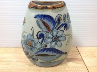 Ken Edwards Vase 5" Bird Floral El Palomar Mexico Art Pottery Folk Art Vtg
