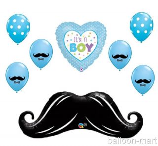 Its A Boy Baby Shower Balloons Supplies Mustache Bow Tie Latex Welcome Polka Dot