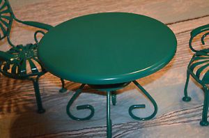 American Girl Kit's Green Patio Table and Chairs Set Excellent