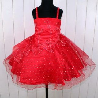 New Toddles Flower Girl Pageant Wedding Birthday Party Dress Red Sz 3 3T T923