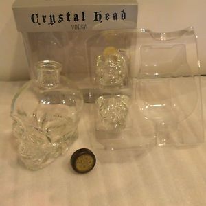 Crystal Head Skull Vodka 750ml Bottle 2 Skull Shot Glasses Gift Set Empty Mint