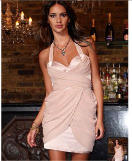 Lipsy  Grecian Drape Halter Dress Baby Pink UK Size 6 US Size 2 BNWT