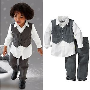 Europe USA Fashion Brand Baby Boys Three Piece Kids Wear Dress Suit Size 4 5Year
