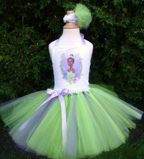 Princess Tiana Tutu Dress Pageant Birthday Disney Belle Ariel Frog