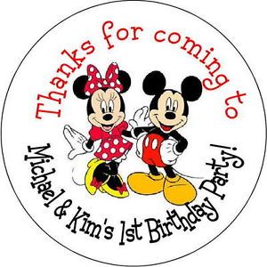 Mickey and Minnie Mouse Personalized Favor Stickers Personalized Birthday Party