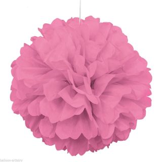 16" Pink Polka Style Party Hanging Paper Ruffle Puffer Ball Decoration