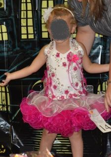 Used Glitz National Pageant Dress Pink White Fits 2T 5T Beautiful