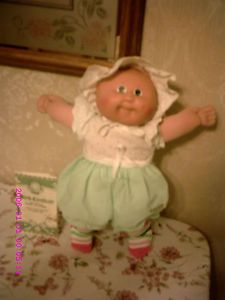 1984VINTAGE Cabbage Patch Preemie RARE Green Eye Baby Doll Summer Outfit Papers