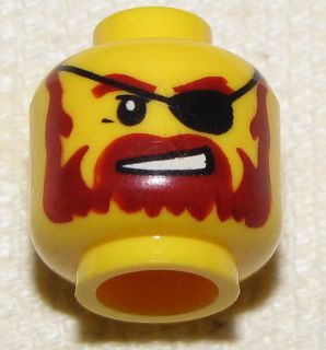 Lego New Minifigure Head Pirate with Eye Patch and Beard Minifig Face