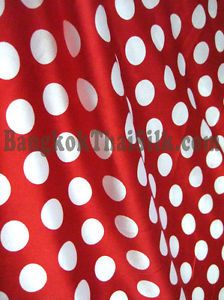 Red Satin Charmeuse White Polka Dot 48"w Fabric 4 Dress Skrit Drape Costume